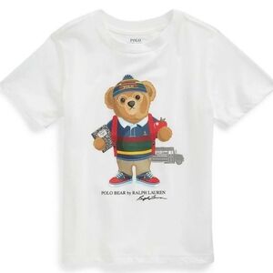 Ralph Lauren White Polo Bear Tee For Toddlers 2/2T